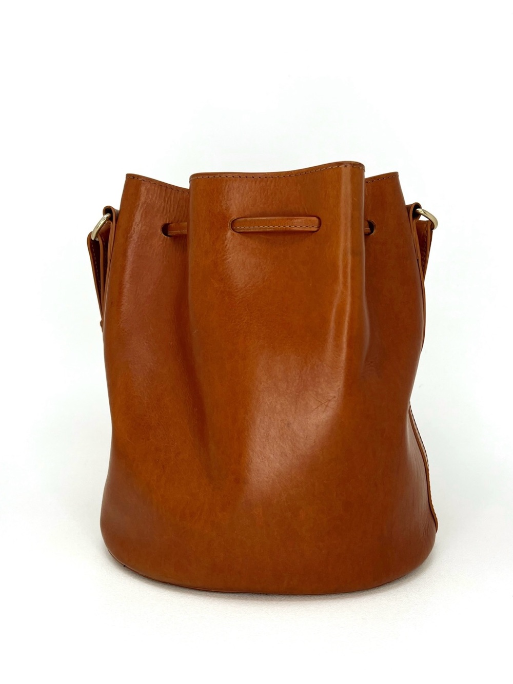 Sezane Farrow Bag Natural (Brown) Heritage Leather Bucket Shape Handbag - Picture 4 of 15